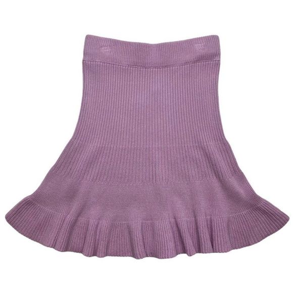 Free‎ People Short Mini Skirt Womens MEDIUM Lilac Purple Rib Stretchy Flare NEW - Picture 5 of 10
